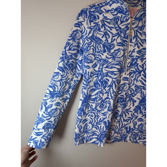 Lilly Pulitzer Lobstah Roll Skipper Popover Blue Lobster Quarter Zip Sz S EUC - Picture 11 of 15